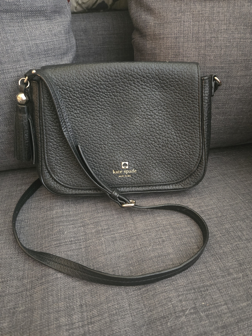 kate spade Black Pebbled Leather Orchard Street Penelelope Crossbody Bag